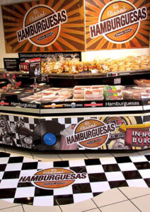 Diseño y fabricación de universo hamburguesas en centro comercial de Santander. Detalle